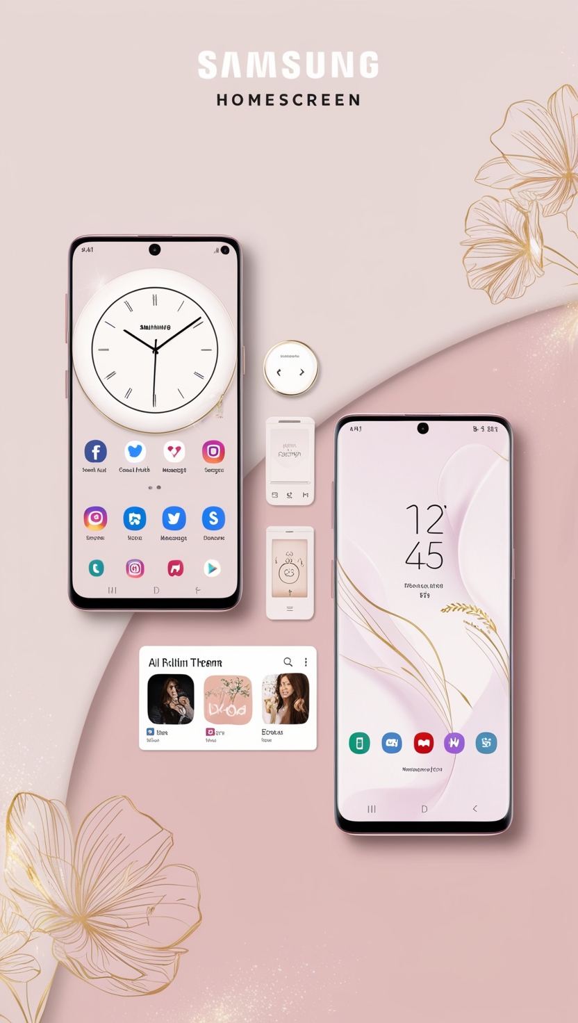 samsung homescreen layout ideas pink