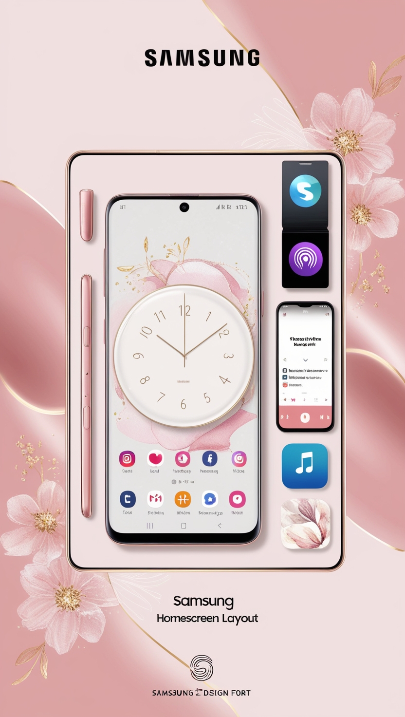 samsung homescreen layout ideas pink