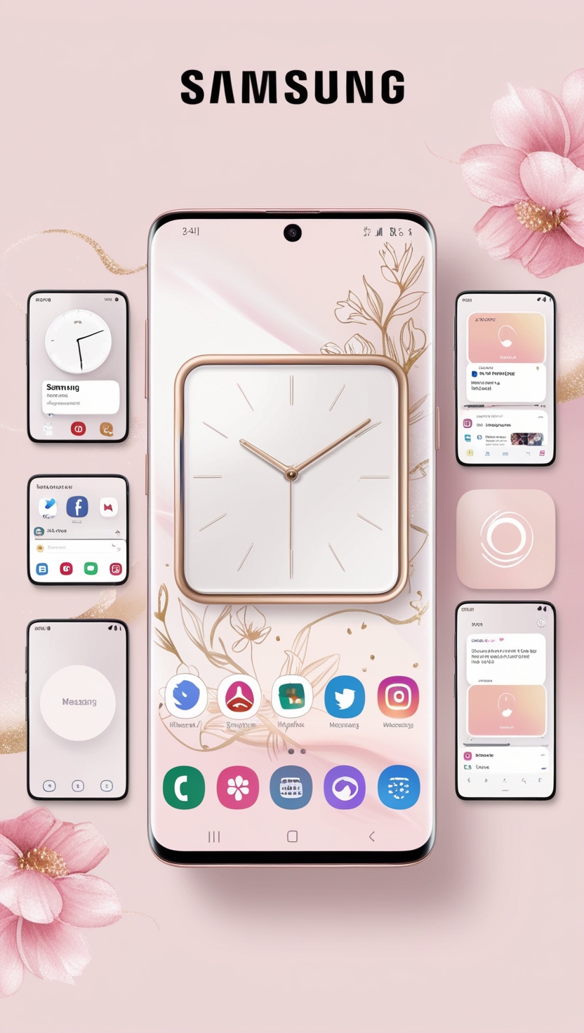 samsung homescreen layout ideas pink