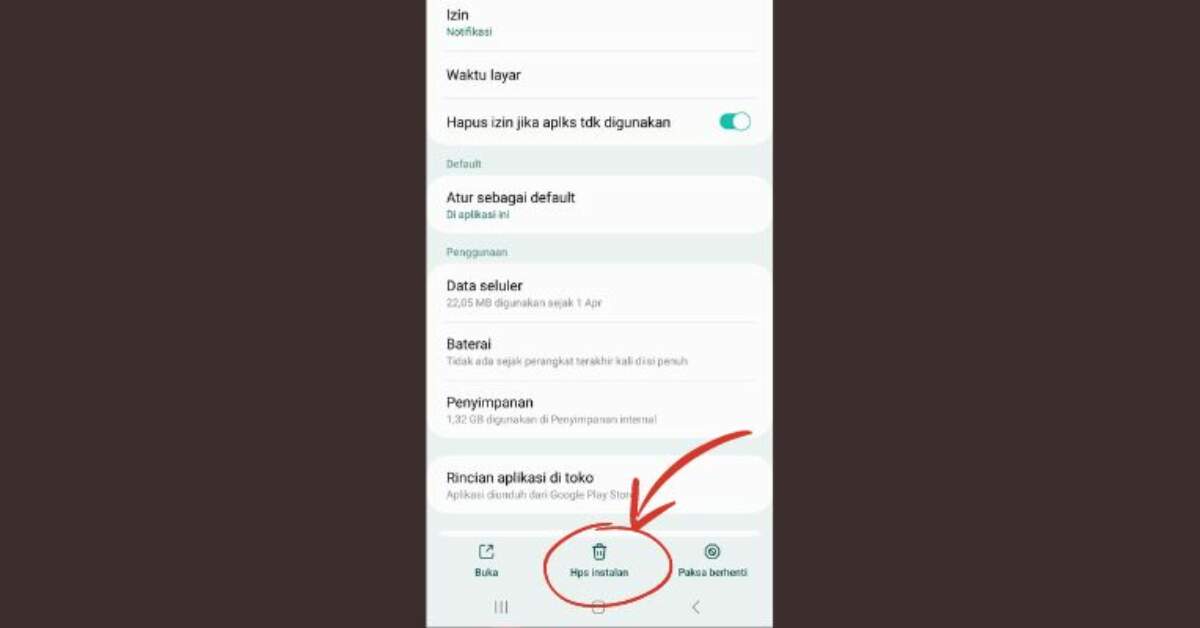 Hapus Instal aplikasi